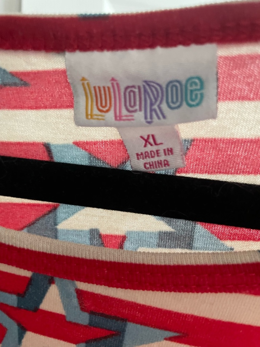 LuLaRoe Red and Navy Striped Star-Print Maxi Dress EUC - Picture 5 of 5